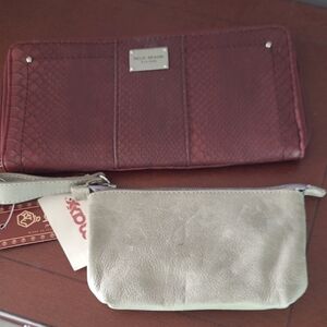 Bebe Burgundy and Light Gray Clutch Duo
